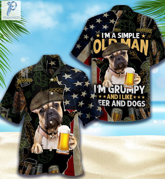 French Bulldog And Beer Pattern Hawaiian Shirt, Hawaiian Shirt Gift, Christmas Gift