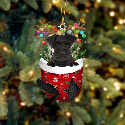 Black Miniature Schnauzer In Snow Pocket Christmas Ornament Flat Acrylic Dog Ornament,Christmas Shape Ornament, Happy Christmas Ornament, Christmas Ornament Gift, Christmas Gift, Christmas Decoration