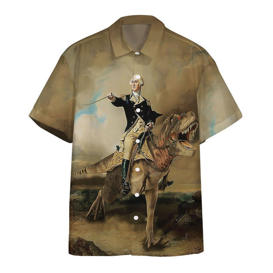 Washington Dinosaur Hunting And Running Pattern Hawaiian Shirt, Hwaiian For Gift