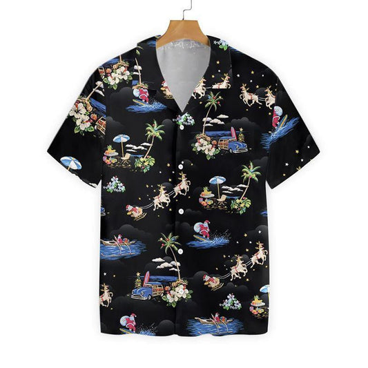 Frohe Weihnachten Weihnachtsmann nahtlose Hintergrund Design Hawaiian Shirt, Hawaiian Shirt Geschenk, Weihnachtsgeschenk