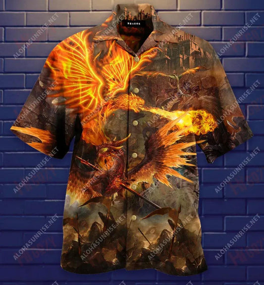 Dragon Warrior Always Protect You Even When Disembodiment Short Hawaiian Shirt Vacation Tropical Shirts Hawaiian Crazy Shirts Funny Hawaiian Shirts, Hawaiian Shirt Gift, Christmas Gift