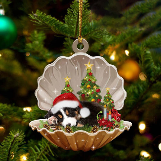 Bernese Mountain-Sleeping Pearl in Christmas Two Sided Christmas Plastic Hanging Ornament, Christmas Ornament Gift, Christmas Gift, Christmas Decoration