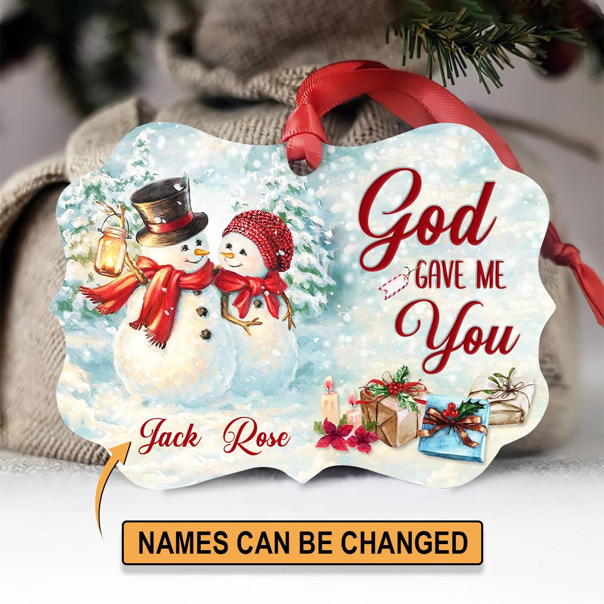 Adorable Personalized Christmas Aluminium Ornament - God Gave Me You, Christmas Ornament Gift, Christmas Gift, Christmas Decoration