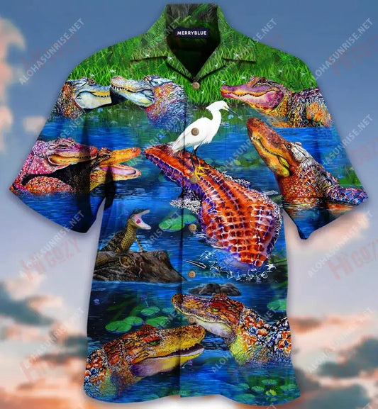 Look Forward To Seeing You Soon Alligator Unisex Hawaiian Shirt Summer Short Sleeve Tactical Hawaiian Shirt Funny Hawaiian Shirts, Hawaiian Shirt Gift, Christmas Gift