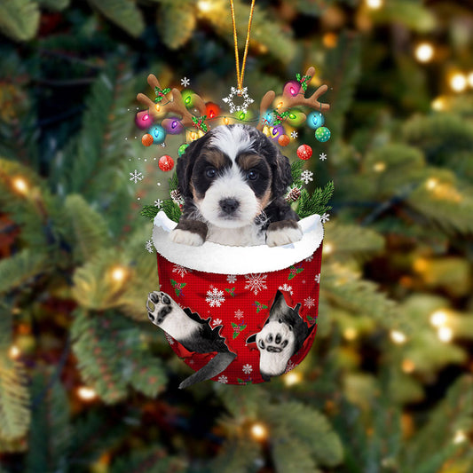 Bernedoodle In Snow Pocket Christmas Ornament Flat Acrylic Dog Ornament, Christmas Shape Ornament, Happy Christmas Ornament, Christmas Ornament Gift, Christmas Gift, Christmas Decoration