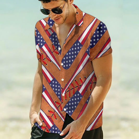 American Flag Baseball Bat Vintage Pattern Hawaiian Shirt, Hawaiian Shirt Gift, Christmas Gift