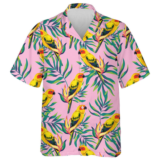 Beautiful Bird Parrots And Tropical Leaves Hawaiian Shirt, Hawaiian For Gift
