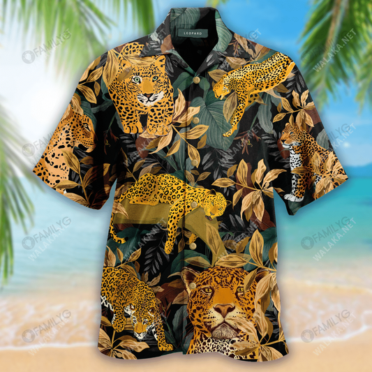 Leopard Natural Print Unisex Hawaiian Shirt, Hawaiian Shirt Gift, Christmas Gift
