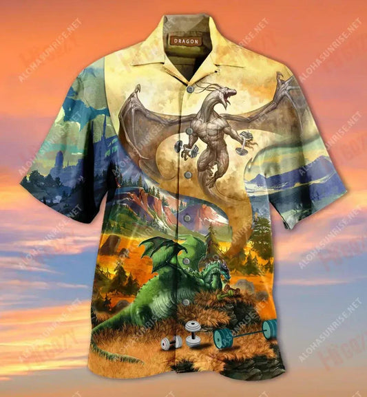 Chubby Dragon Just Wanna Get Fit Short Hawaiian Shirt Vacation Short Sleeve Best Hawaiian Shirts Hawaiian Shirts For Women, Hawaiian Shirt Gift, Christmas Gift