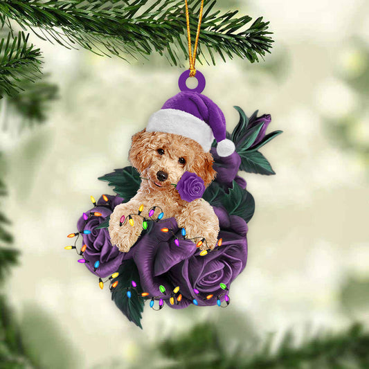 Poodle In Purple Rose Christmas Ornaments Christmas Gift To Dog Lover,Christmas Gift,Christmas Decoration
