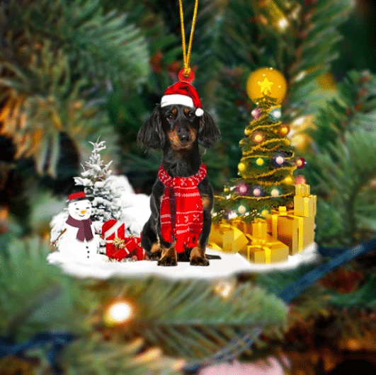 Black Dachshund Christmas Ornament, Christmas Ornament Gift, Christmas Gift, Christmas Decoration