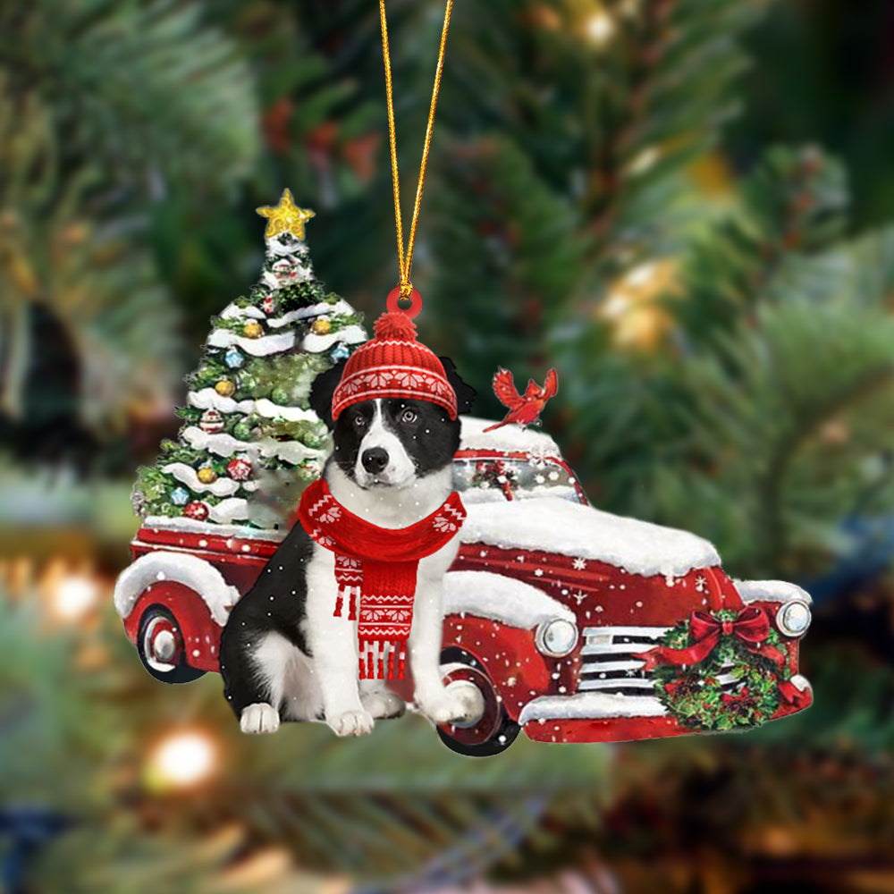 Border Collie-Christmas Car Two Sided Christmas Plastic Hanging Ornament, Christmas Ornament Gift, Christmas Gift, Christmas Decoration