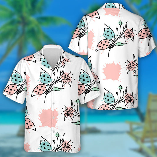 Theme Butterfly Contour Lines And Strokes Hawaiian Shirt,Hawaiian Shirt Gift, Christmas Gift