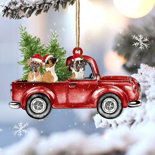 Boxer Red Car Christmas Ornament, Christmas Ornament Gift, Christmas Gift, Christmas Decoration