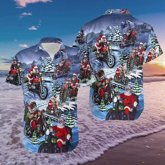 Design Hawaiian Shirt Christmas Driving With Santa Claus,Hawaiian Shirt Gift, Christmas Gift