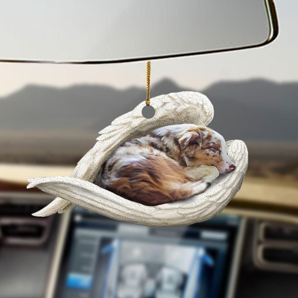Australian shepherd Sleeping Angel Ornament, Home Decor Plastic Ornament, Christmas Ornament Gift