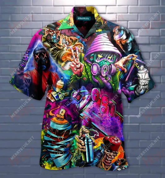 Graffiti Is My Therapy Short Hawaiian Shirt Hobbies Short Sleeve Hawaiian Crazy Shirts Hawaiian Shirts For Men, Hawaiian Shirt Gift, Christmas Gift