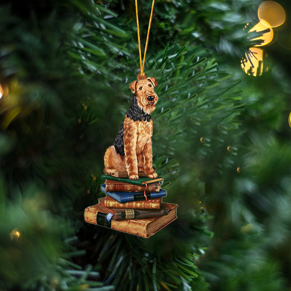 Airedale Terrier-Sit On The Book Two Sides Christmas Plastic Hanging Ornament, Christmas Ornament Gift, Christmas Gift, Christmas Decoration