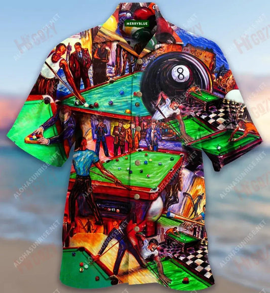 Rack 'Em Up Billard Unisex Hawaiian Shirt Summer Short Sleeve Custom Hawaiian Shirts Hawaiian Shirts For Men, Hawaiian Shirt Gift, Christmas Gift