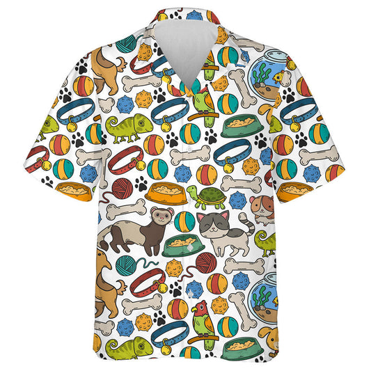 Cartoon Dogs And Flowers Isolated Background Hawaiian Shirt, Hawaiian For Gift