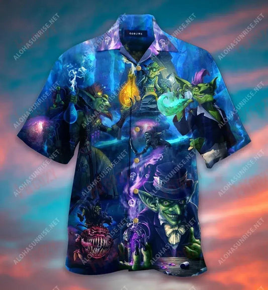 Goblin Witch Short Hawaiian Shirt Summer Aloha Shirt Best Hawaiian Shirts Hawaiian Shirts For Men, Hawaiian Shirt Gift, Christmas Gift
