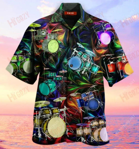 Amazing Drum Unisex Hawaiian Shirt Vacation Short Sleeve Tactical Hawaiian Shirt Funny Hawaiian Shirts, Hawaiian Shirt Gift, Christmas Gift