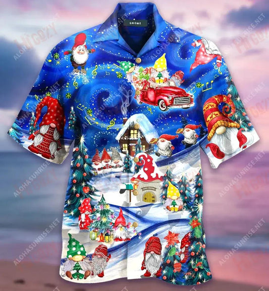 Hanging With My Gnomies Short Hawaiian Shirt Ocean Short Sleeve Vintage Hawaiian Shirts Funny Hawaiian Shirts, Hawaiian Shirt Gift, Christmas Gift