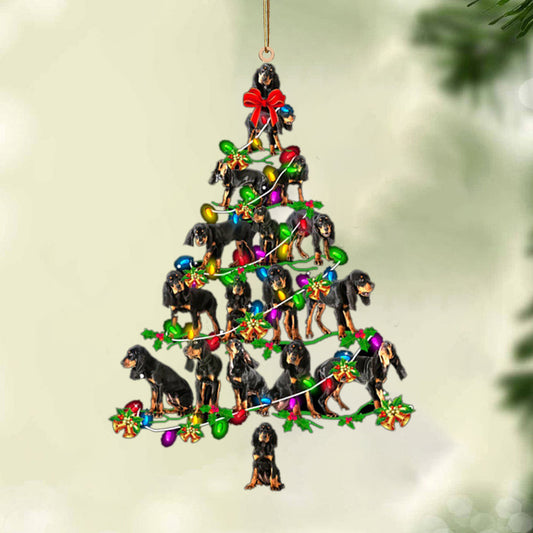 Black Tan Coonhound -Christmas Tree Lights-Two Sided Christmas Plastic Hanging Ornament, Christmas Ornament Gift, Christmas Gift, Christmas Decoration