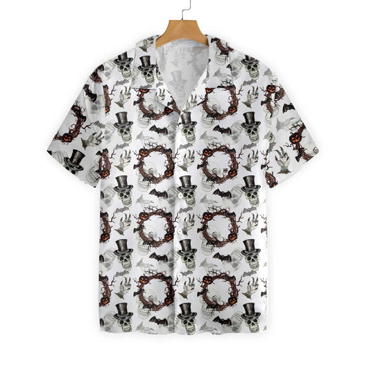 Festive Halloween With Gentleman Skull Colorful Hawaiian Shirt,Hawaiian Shirt Gift, Christmas Gift