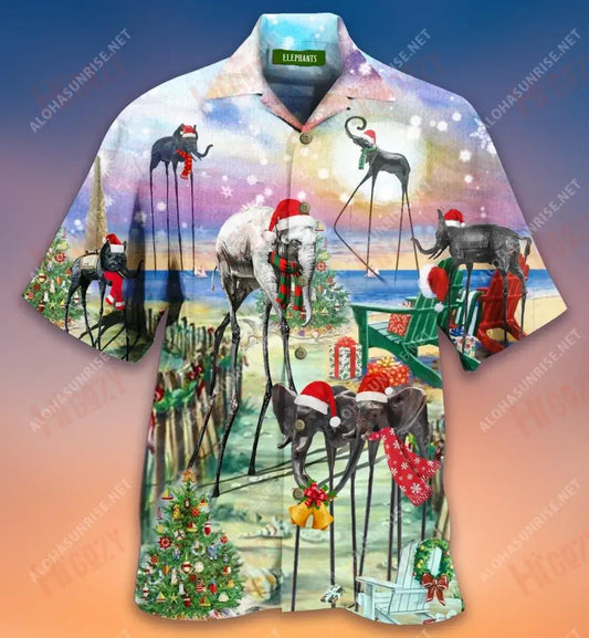 Give Me Christmas Elephant Short Short Sleeve Shirt Summer Hawaiian T Shirts Tactical Hawaiian Shirt Funny Hawaiian Shirts, Hawaiian Shirt Gift, Christmas Gift