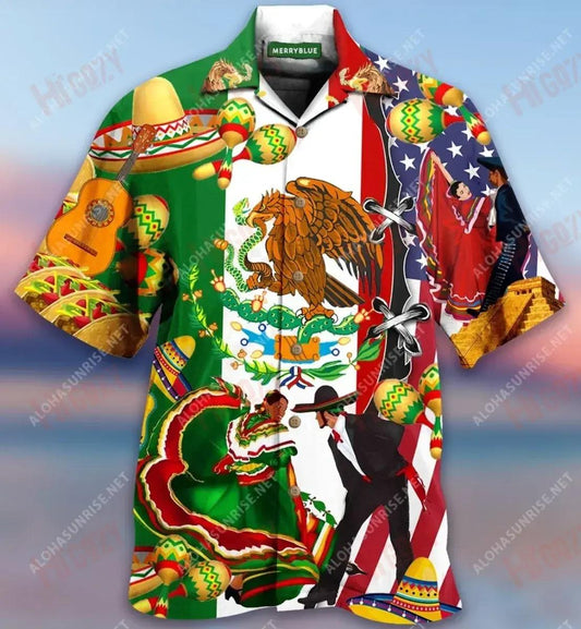 Mexican By Blood American By Birth Patriot By Choice Unisex Hawaiian Shirt Summer Short Sleeve Best Hawaiian Shirts Hawaiian Shirts For Women, Hawaiian Shirt Gift, Christmas Gift