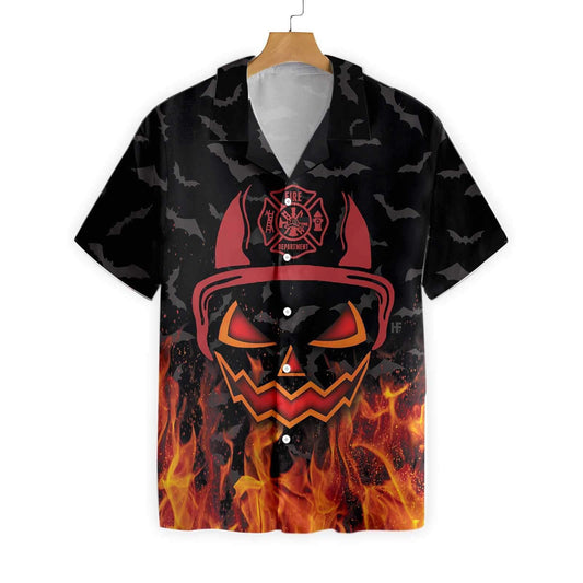 Brave And Strong Halloween Firefighter Design Hawaiian Shirt, Hawaiian For Gift