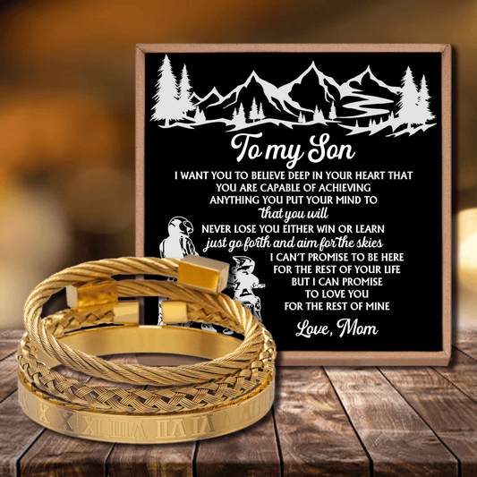 Mom To Son - Believe Deep In Your Heart Roman Numeral Bracelet Set