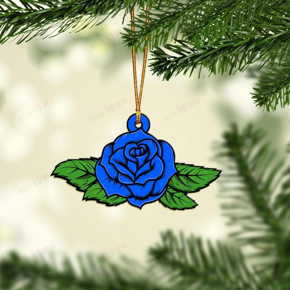Blue Rose Mica Ornament, Christmas Ornament Gift, Christmas Gift, Christmas Decoration