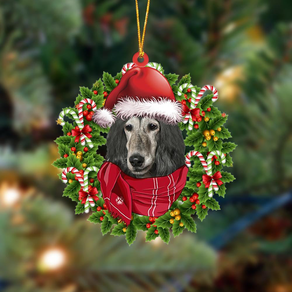 Afghan Hound-Xmas Bandana Hanging Christmas Plastic Hanging Ornament, Christmas Ornament Gift, Christmas Gift, Christmas Decoration