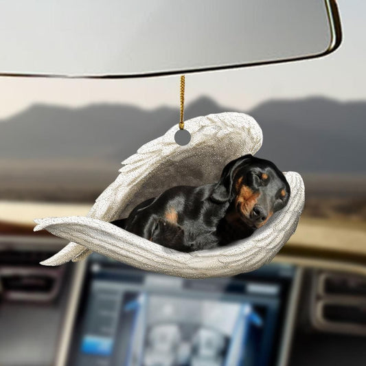 Black and tan dachshund sleeping angel black and tan dachshund lovers dog mom ornament, Christmas Ornament Gift, Christmas Gift, Christmas Decoration