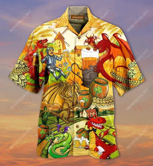 Dragons Drinking Beer Short Hawaiian Shirt Summer Hawaiian T Shirts Best Hawaiian Shirts Funny Hawaiian Shirts, Hawaiian Shirt Gift, Christmas Gift