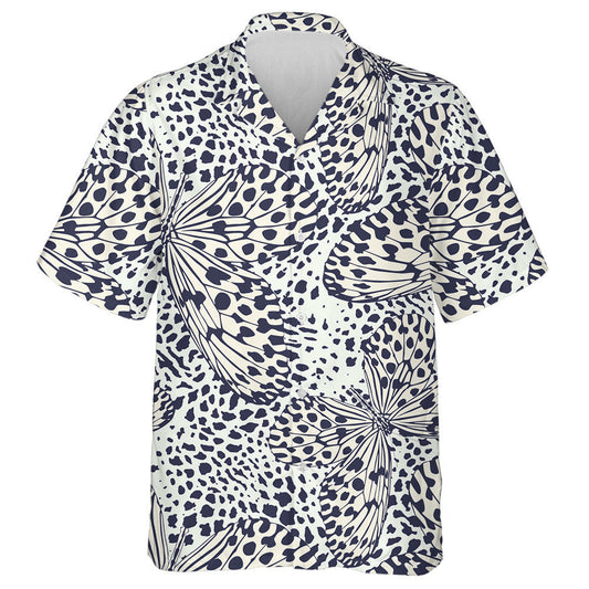 Butterfly On Leopard Trendy Animal Motif Hawaiian Shirt, Hawaiian For Gift