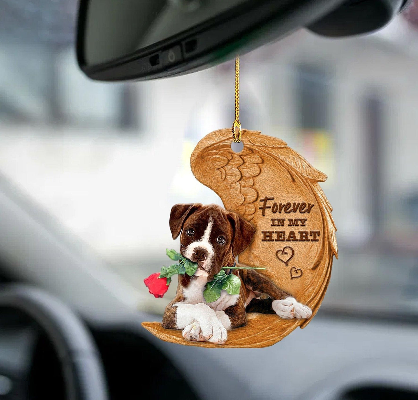Boxer forever in my heart boxer lover dog mom two sided ornament, Christmas Ornament Gift, Christmas Gift, Christmas Decoration