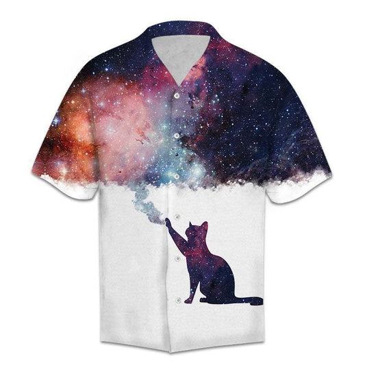 Awesome Cat Dream About Galaxy Space Themed Pattern Hawaiian Shirt, Hawaiian Shirt Gift, Christmas Gift