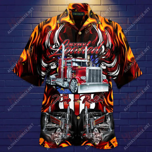 Keep On Rolling Truckers Unisex Short Sleeve Shirt Hobbies Hawaiian T Shirts Best Hawaiian Shirts Funny Hawaiian Shirts, Hawaiian Shirt Gift, Christmas Gift