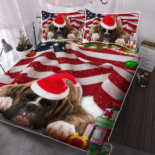 Boxer Dog Christmas Quilt Bedding Set Bedroom Set Bedlinen 3D, Bedding Christmas Gift,Bedding Set Christmas