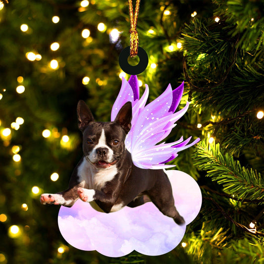 Boston Terrier and wings gift for her gift for him gift for Boston Terrier lover ornament, Christmas Ornament Gift, Christmas Gift, Christmas Decoration