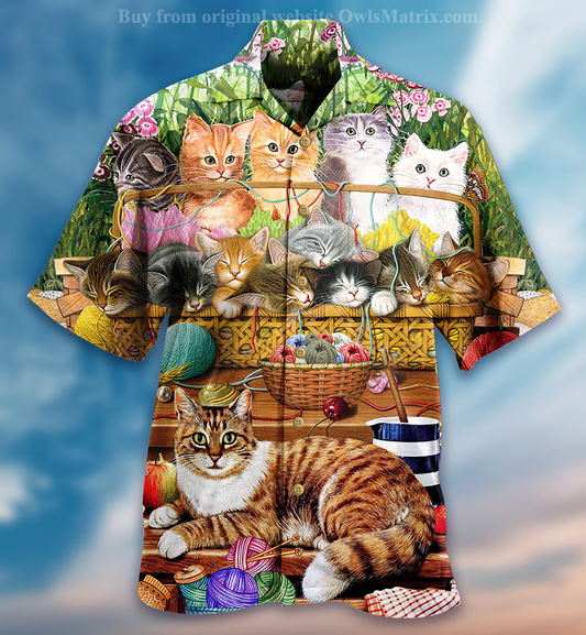 Cats Love Wool Roll - Hawaiian Shirt, Hawaiian Shirt Gift, Christmas Gift