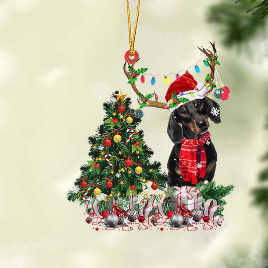 BLACK Dachshund-Christmas Tree Gift Hanging Christmas Plastic Hanging Ornament, Christmas Ornament Gift, Christmas Gift, Christmas Decoration