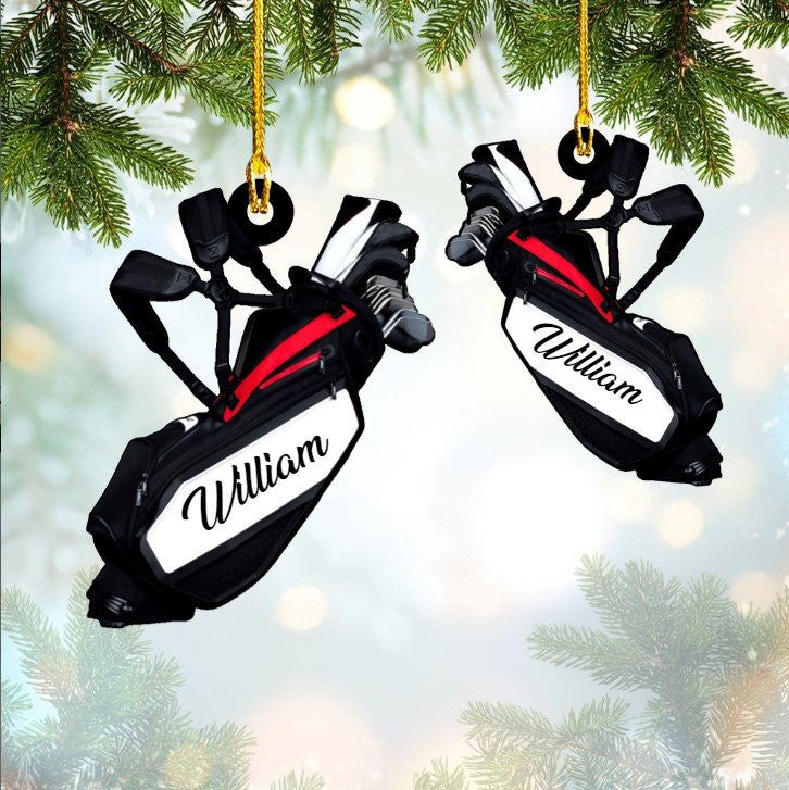 Customized Golf Bags Acrylic Ornament, Golf Cart Ornament For Golf Lovers,Christmas Gift,Christmas Decoration
