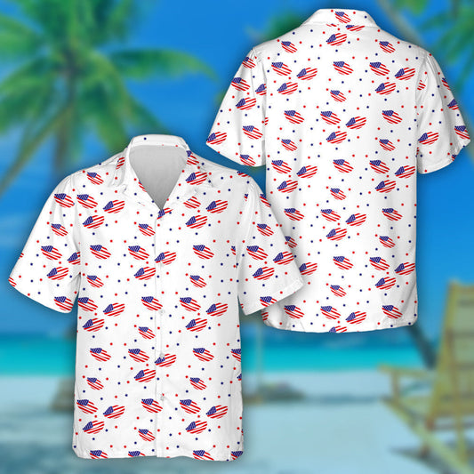Woman Lips In The Pattern Of American Flag Pattern Hawaiian Shirt, Hawaiian Shirt Gift, Christmas Gift
