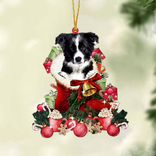 Border Collie-Red Boot Hanging Christmas Plastic Hanging Ornament, Christmas Ornament Gift, Christmas Gift, Christmas Decoration