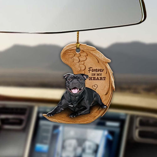 black Staffordshire Bull Terrier forever in my heart dog mom two sided ornament, Christmas Ornament Gift, Christmas Gift, Christmas Decoration