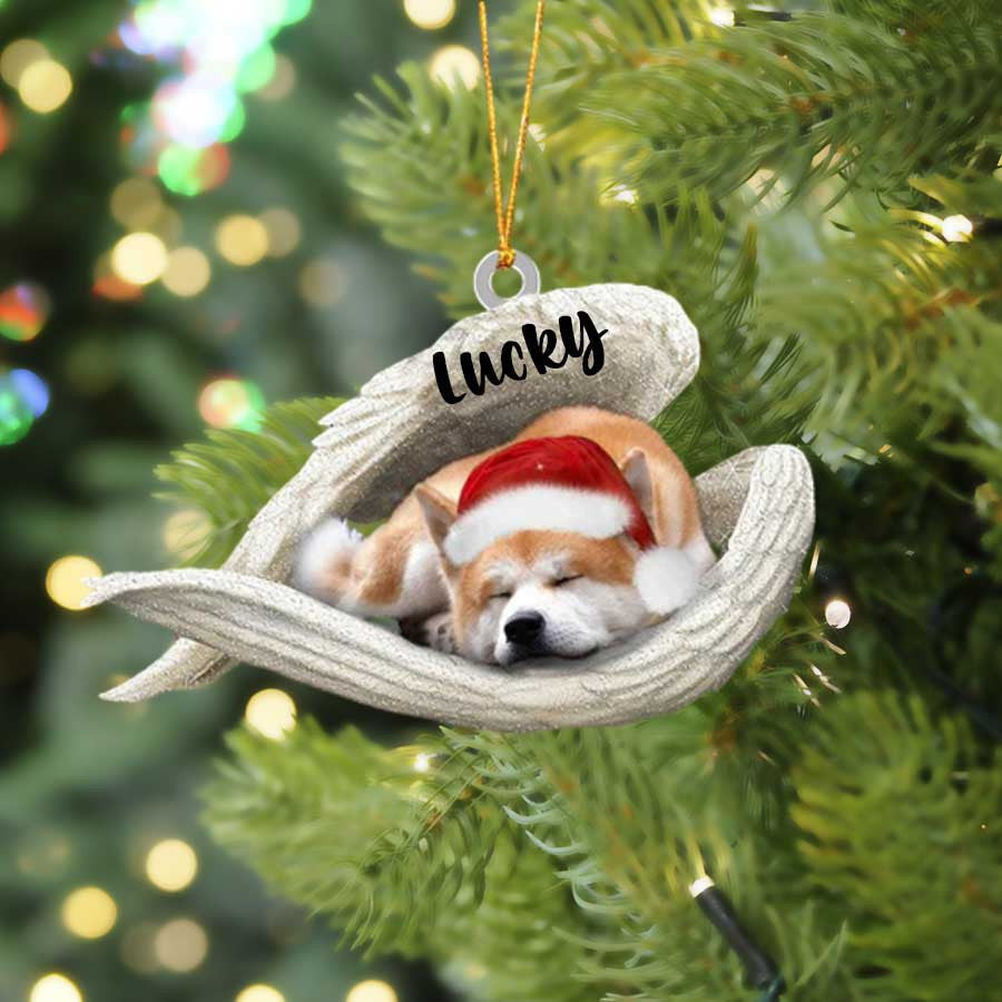 Akita Inu Sleeping Angel Christmas Flat Acrylic Dog Ornament Memorial Dog Gift,Christmas Shape Ornament, Happy Christmas Ornament, Christmas Ornament Gift, Christmas Gift, Christmas Decoration
